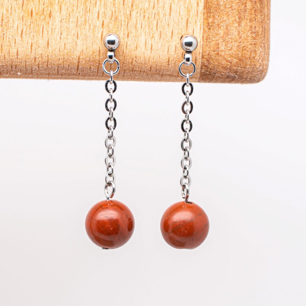 Boucles d'oreilles Jaspe Rouge, Grenat, Hématite | Sanùk Création