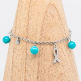 Bracelet Gine en Turquoise <br>Sensibilisation à la lutte contre le cancer