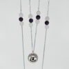 Bola de grossesse argenté en quartz rose et amethyste sur chaîne Acier inoxydable Lithosmose