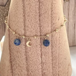 Bracelet Lune et Lapis Lazuli en Gold Filled