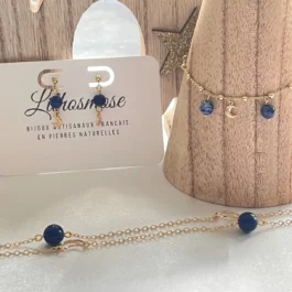 Boucles d’oreilles Lune et Lapis Lazuli en Gold Filled