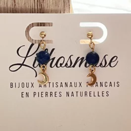 Boucles d’oreilles Lune et Lapis Lazuli en Gold Filled