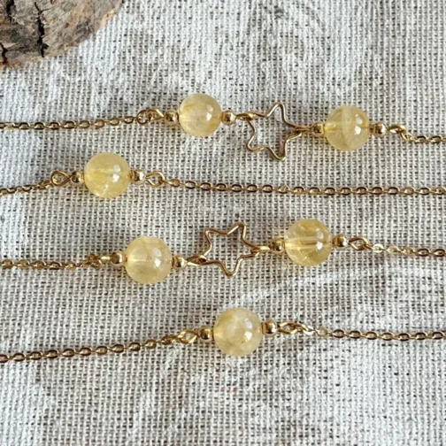 collier etoile et citrine en gold filled